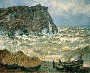 Claude Monet Stormy Sea in Etretat painting
